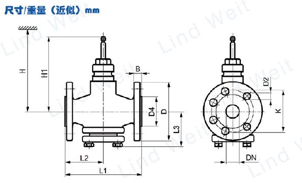 林德偉特-LECV電動閥尺寸表